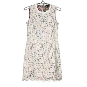 Tommy Hilfiger Size 4 White Lace Overlay Sleeveless Sheath Dress Paisley Wedding